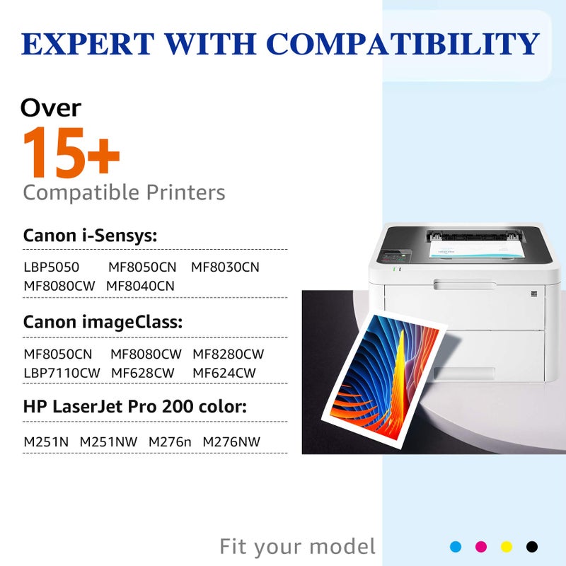 HaloFox Compatible Toner Cartridge Replacement for Canon 131 131H imageClass MF624Cw MF628Cw MF8280Cw LBP7100Cw MF8230Cn MF8080Cw for HP 131A 131X Printer (Black, Cyan, Yellow, Magenta, 4-Pack) - Image 5